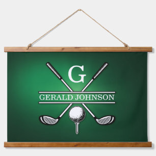Elegant Gepersonaliseerd Golf Monogram Ontwerp Hangend Wandkleed