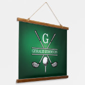 Elegant Gepersonaliseerd Golf Monogram Ontwerp Hangend Wandkleed (Gebogen)