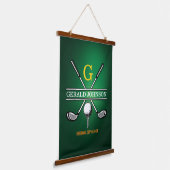 Elegant Gepersonaliseerd Golf Monogram Ontwerp Hangend Wandkleed (Gebogen)