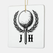 Elegant Gepersonaliseerd Golf Monogram Ontwerp Keramisch Ornament (Links)