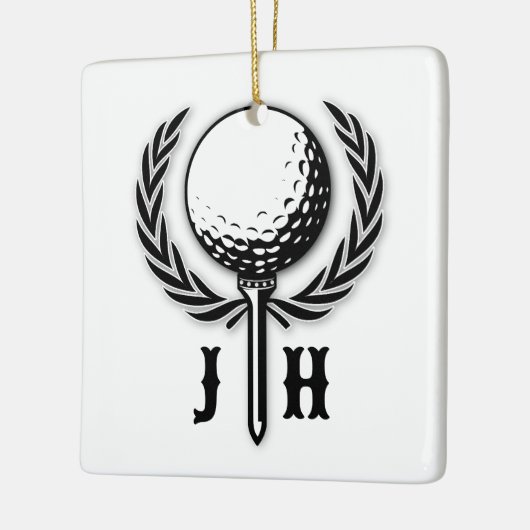 Elegant Gepersonaliseerd Golf Monogram Ontwerp Keramisch Ornament (Links)