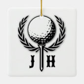 Elegant Gepersonaliseerd Golf Monogram Ontwerp Keramisch Ornament (Achterkant)