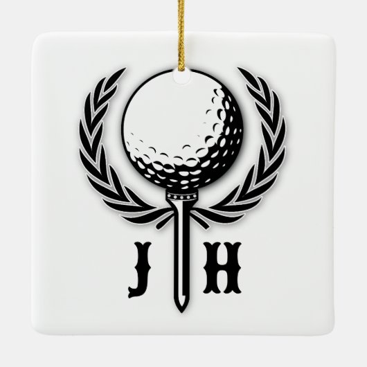 Elegant Gepersonaliseerd Golf Monogram Ontwerp Keramisch Ornament (Achterkant)