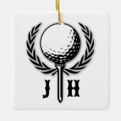 Elegant Gepersonaliseerd Golf Monogram Ontwerp Keramisch Ornament (Voorkant)
