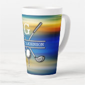 Elegant Gepersonaliseerd Golf Monogram Ontwerp Latte Mok (Rechterhoek)