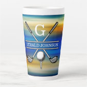 Elegant Gepersonaliseerd Golf Monogram Ontwerp Latte Mok (Voorkant)
