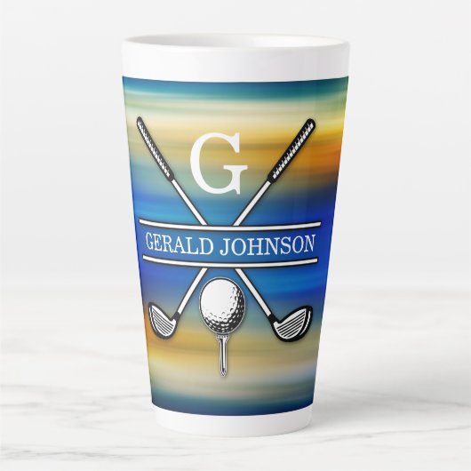 Elegant Gepersonaliseerd Golf Monogram Ontwerp Latte Mok (Voorkant)