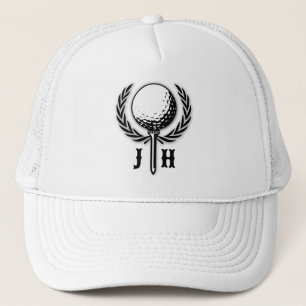 Elegant Gepersonaliseerd Golf Monogram Ontwerp Trucker Pet