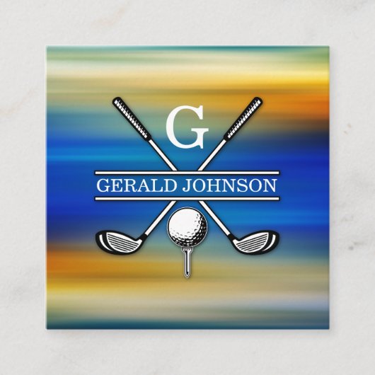 Elegant Gepersonaliseerd Golf Monogram Ontwerp Vierkante Visitekaartje (Voorkant)