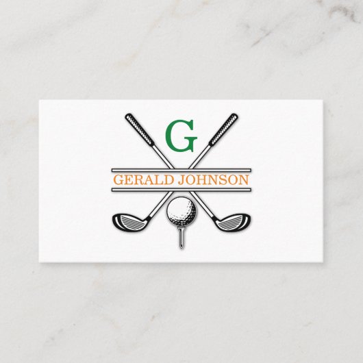 Elegant Gepersonaliseerd Golf Monogram Ontwerp Visitekaartje (Voorkant)