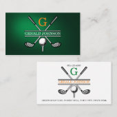 Elegant Gepersonaliseerd Golf Monogram Ontwerp Visitekaartje (Voorkant / Achterkant)
