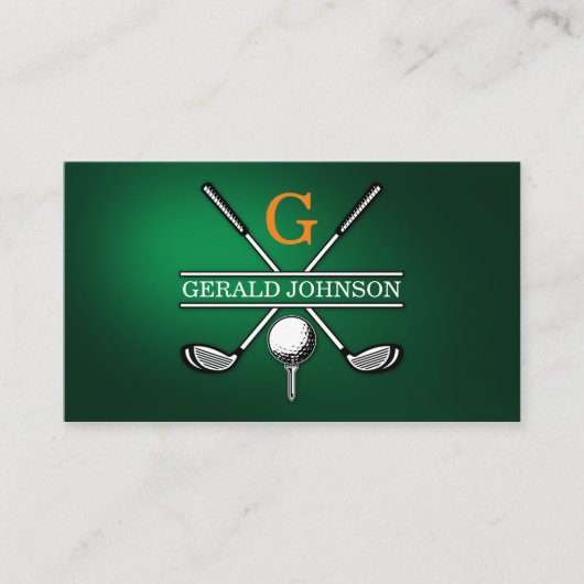 Elegant Gepersonaliseerd Golf Monogram Ontwerp Visitekaartje (Voorkant)