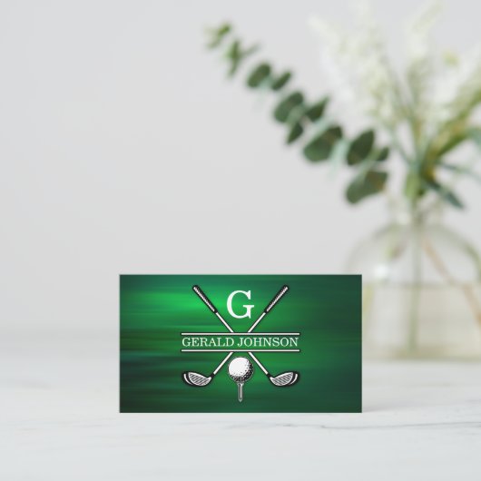 Elegant Gepersonaliseerd Golf Monogram Ontwerp Visitekaartje (Staand voorkant)