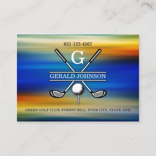 Elegant Gepersonaliseerd Golf Monogram Ontwerp Visitekaartje (Achterkant)