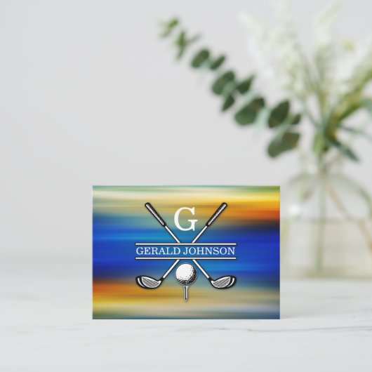 Elegant Gepersonaliseerd Golf Monogram Ontwerp Visitekaartje (Staand voorkant)