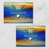 Elegant Gepersonaliseerd Golf Monogram Ontwerp Visitekaartje (Voorkant / Achterkant)