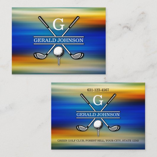 Elegant Gepersonaliseerd Golf Monogram Ontwerp Visitekaartje (Voorkant / Achterkant)