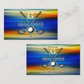 Elegant Gepersonaliseerd Golf Monogram Ontwerp Visitekaartje (Voorkant / Achterkant)