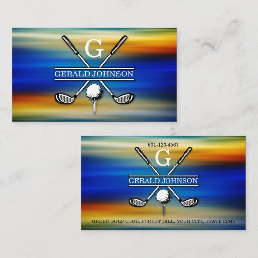 Elegant Gepersonaliseerd Golf Monogram Ontwerp Visitekaartje (Voorkant / Achterkant)