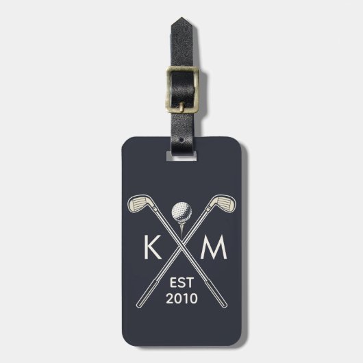 Elegant gepersonaliseerd golfclub monogram ontwerp bagagelabel (Voorkant verticaal)
