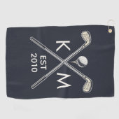 Elegant gepersonaliseerd golfclub monogram ontwerp golfhanddoek (Horizontaal)