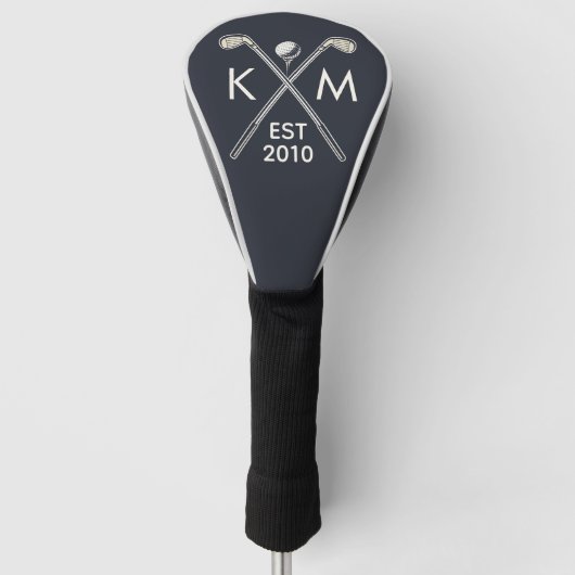 Elegant gepersonaliseerd golfclub monogram ontwerp golfheadcover (Voorkant)
