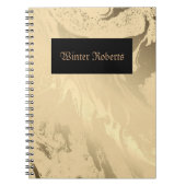 Elegant gepersonaliseerd goud en zwart notitieboek (Voorkant)