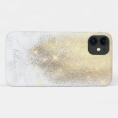 Elegant gepersonaliseerd goud glitter witte marmer Case-Mate iPhone case (Achterkant (horizontaal))
