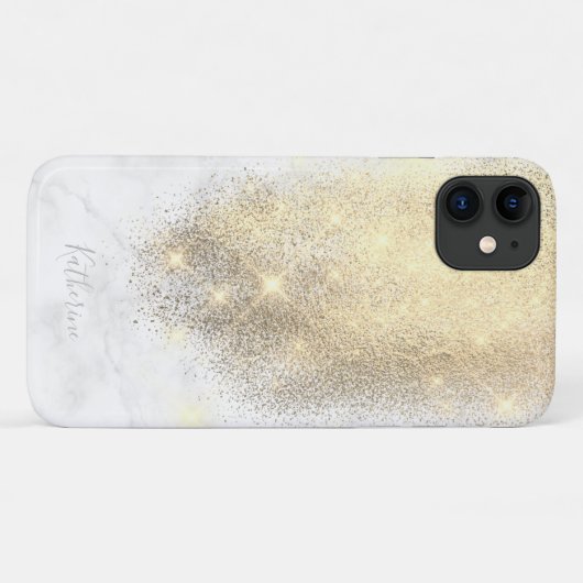 Elegant gepersonaliseerd goud glitter witte marmer Case-Mate iPhone case (Achterkant (horizontaal))