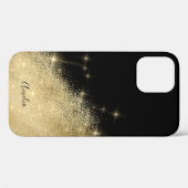 Elegant gepersonaliseerd goud glitter zwart Case-Mate iPhone case (Achterkant (horizontaal))