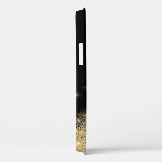 Elegant gepersonaliseerd goud glitter zwart Case-Mate iPhone case (Achterkant / Rechts)