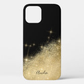 Elegant gepersonaliseerd goud glitter zwart Case-Mate iPhone case (Achterkant)