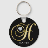 Elegant, gepersonaliseerd goud, monogrammed Letter Sleutelhanger (Voorkant)
