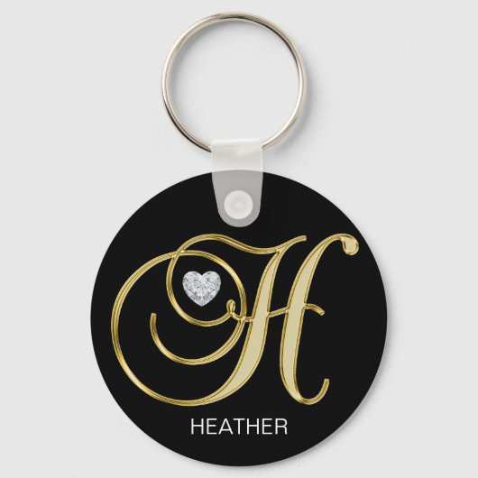 Elegant, gepersonaliseerd goud, monogrammed Letter Sleutelhanger (Voorkant)