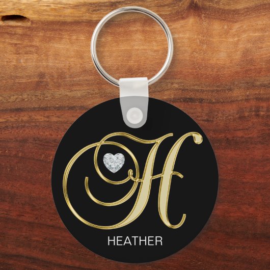 Elegant, gepersonaliseerd goud, monogrammed Letter Sleutelhanger (Voorkant)