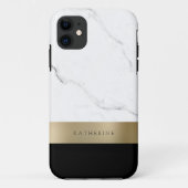 Elegant gepersonaliseerd goud wit marmer Case-Mate iPhone case (Achterkant)