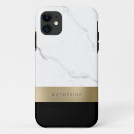 Elegant gepersonaliseerd goud wit marmer Case-Mate iPhone case