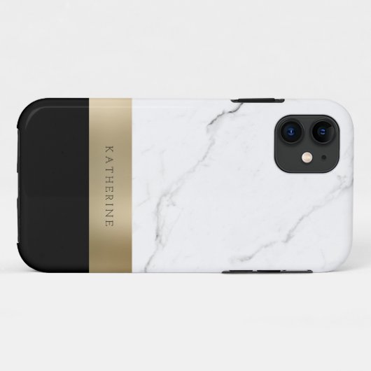 Elegant gepersonaliseerd goud wit marmer Case-Mate iPhone case (Achterkant (horizontaal))