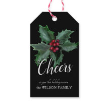 Elegant gepersonaliseerd Holly Gift Label