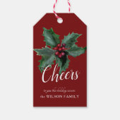 Elegant gepersonaliseerd Holly Gift Label Cadeaulabel (Voorkant)
