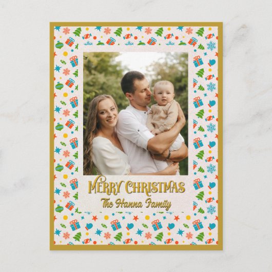 Elegant gepersonaliseerd kerstvakantie patroon briefkaart (Voorkant)