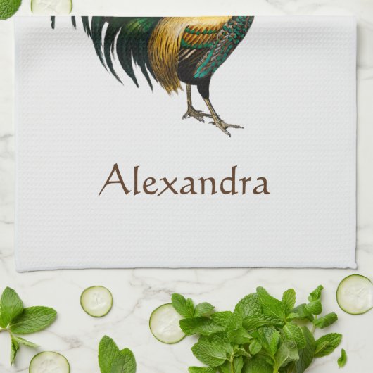 Elegant Gepersonaliseerd Kleurrijk Haan kippenbad Theedoek (Gevouwen)