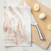 Elegant gepersonaliseerd kopermarmer Roos goud Theedoek (Quarter Fold)