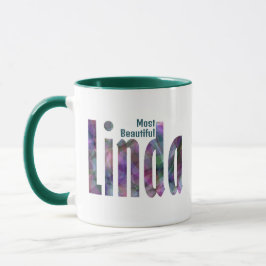 Elegant Gepersonaliseerd "Linda" naam, donkergrijs Mok