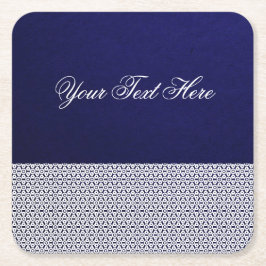 Elegant gepersonaliseerd marineblauw wit sierlijk kartonnen onderzetters