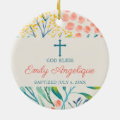 Elegant gepersonaliseerd meisje Christening Baptis Keramisch Ornament (Achterkant)