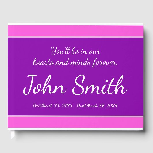 Elegant, gepersonaliseerd Memorial Guestbook Gastenboek (Voorkant)