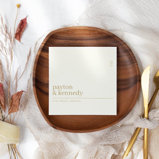 Elegant gepersonaliseerd met naam bruiloft recepti servet