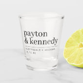 Elegant gepersonaliseerd met naam bruiloft recepti shot glas (Voorkant)