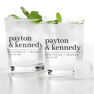Elegant gepersonaliseerd met naam bruiloft recepti whisky glas